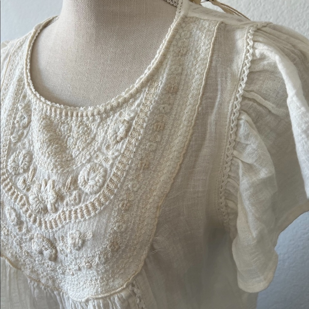 Nicole Miller Artelier cream peasant top - Picture 3 of 8